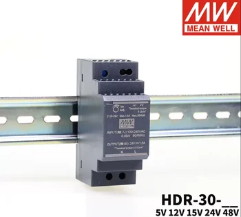 Оригинальный ультратонкий блок питания MEAN WELL серии HDR-30 мощностью 30 Вт 5 В 12 В 1a 24 В 48 В на Din-рейке для автоматизации зданий